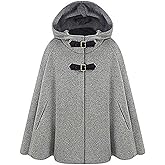 CHARTOU Women's Cute Batwing-Sleeve Hooded Wool Baggy Poncho Cape Cardigans Outwear