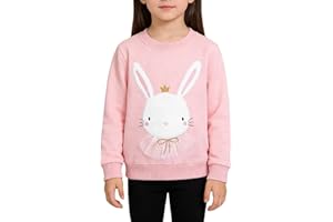 Bunny Sweatshirts for Girls Easter Pullover Toddler Long Sleeve Crewneck Tops Kids Cute Cotton Fleece Holiday Clothes
