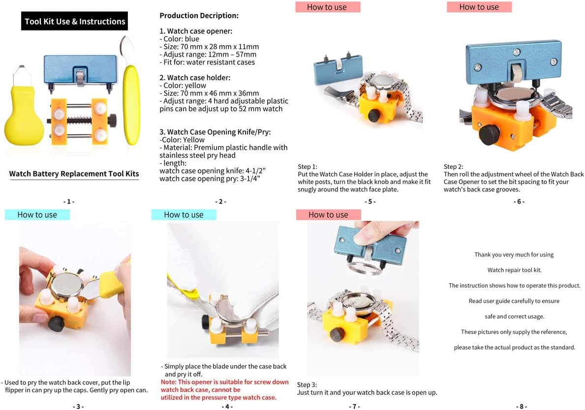 Watch Battery Replacement Tool Kit,Watch Back Case Remover and Watch Opener: Home Improvement