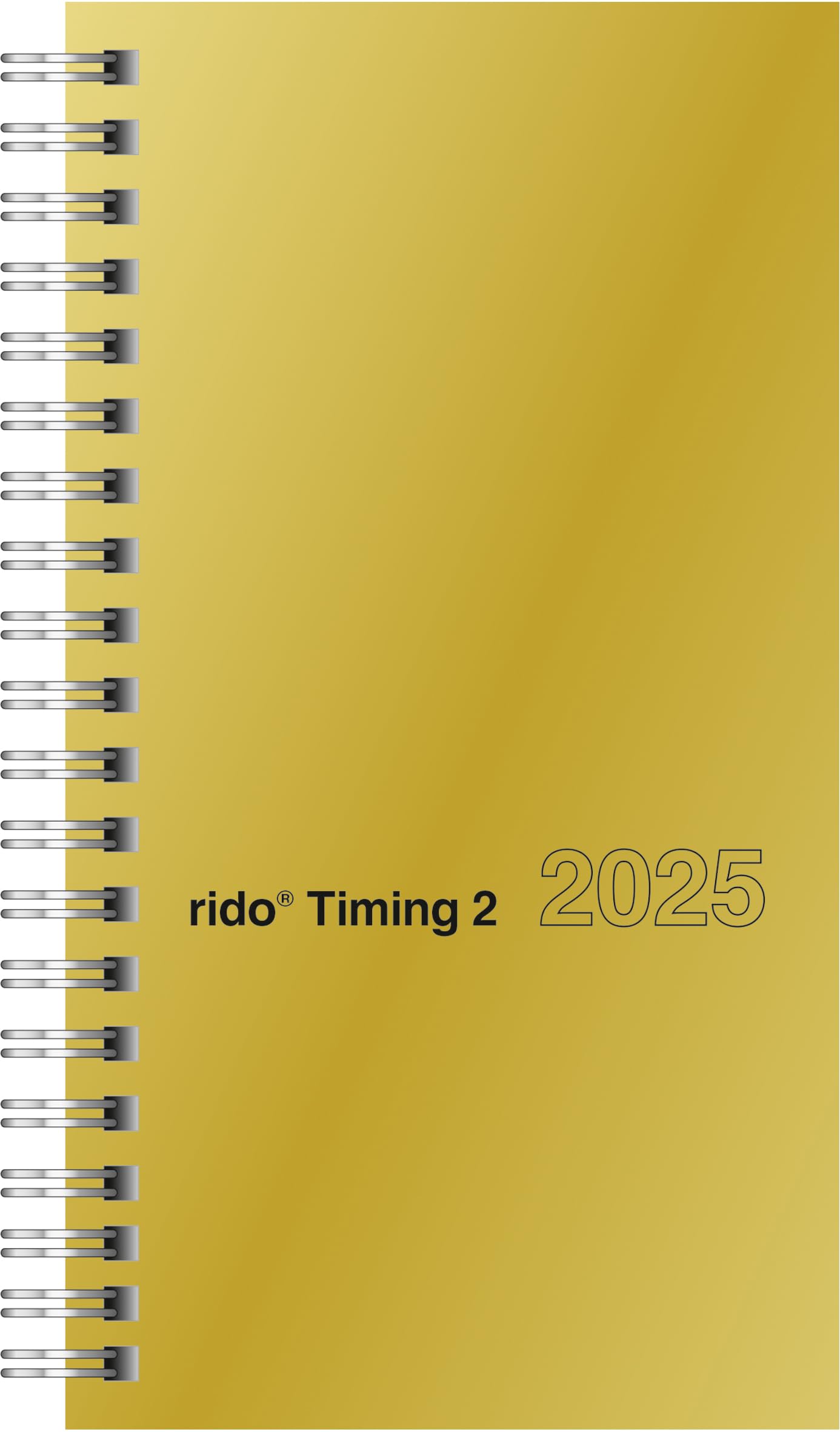 rido/idé Pocket Diary Model Timing 2 (2025), 2 Pages = 1 Week, A6, 176 Pages, Glossy Cardboard Cover, Gold