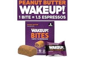 JESSE'S WAKEUP! WAKE UP! Caffeinated Peanut Butter Protein Bites - Gluten Free, Vegetarian, 175mg Caffeine (1 Bite = 1.5 Espressos) - Boosts Focus and Clarity - Kosher Ingredients - 8 Pack