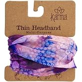 Karma, Thin Headband for Women, Fabric Headband and Stretchy Hair Scarf, Purple Floral
