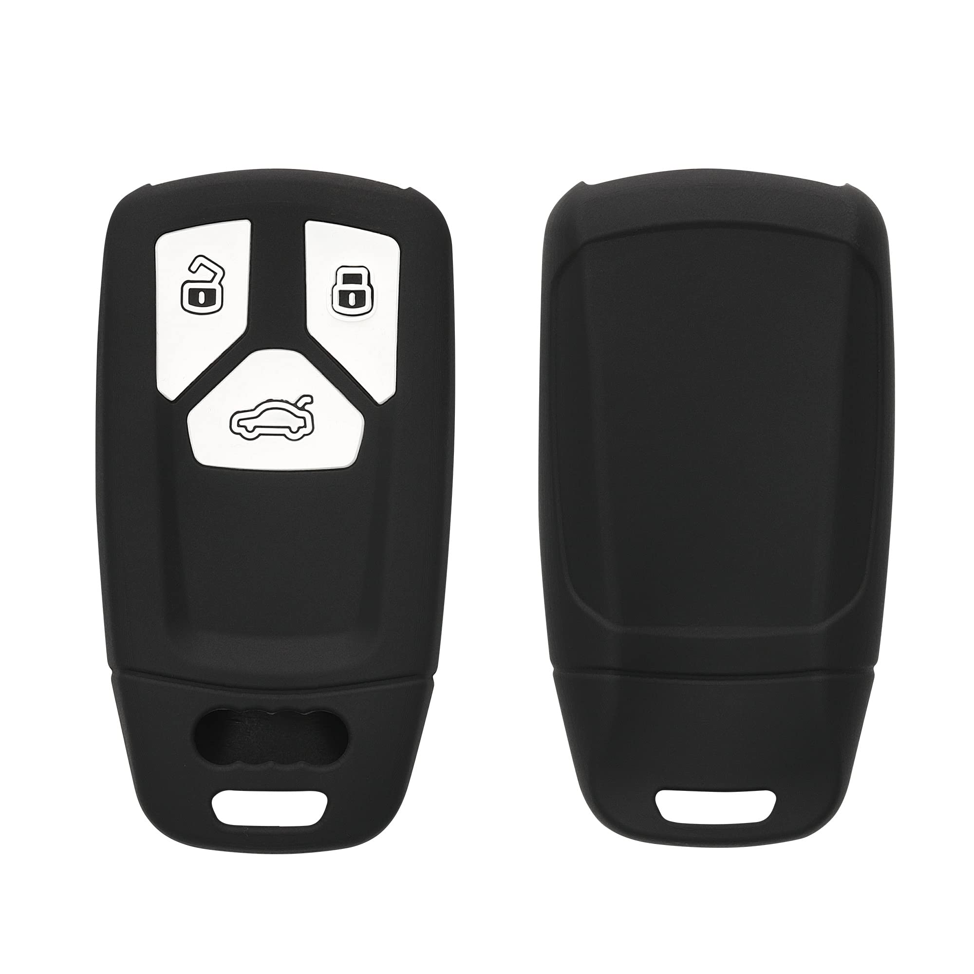 kwmobile Key Cover Compatible with Audi 3 Button Car Key Smart Key (only Keyless Go) - Soft Silicone Car Key Fob Holder Protector Case - Black Matte