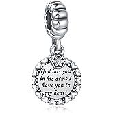 CLYQCL 925 Sterling Silver Charms Fit Pandora Charms Bracelet God Has You In His Arms I Have You In My Heart Fit Wife Daughter Mother's Day Christmas Birthday Gift