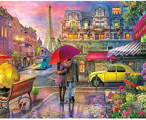 DIY 5D Diamond Painting by Number Kit for Adult, Full Drill Diamond Embroidery Dotz Kit Couple On Paris Streets 15.7x11.8in 1 Pack by Jeatang