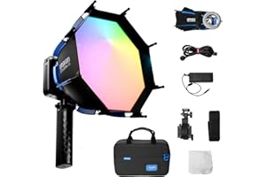 Amaran Ray 60c 60W Ultra-Compact RGB Video Light - 3910 Lux,CRI 95+,CCT1,800K-20,000K,APP Control with Octa Dome 30cm Softbox