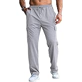 CTU Mens Fashion Baggy Sweatpants Lightweight Workout Cargo Sweatpants Athletic Pants Open Bottom Joggers with Pockets