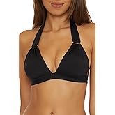 Trina Turk Womens Monaco Ring Halter Bikini Top, Adjustable, Tie Back, Swimwear Separates for Women