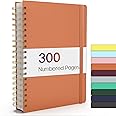 Forvencer Lined Spiral Journal Notebook with 300 Numbered Pages, B5 College Ruled Thick Journals for Writing with 100GSM Paper, Hardcover Notebooks with Contents for Work, School, Women, Men, Orange