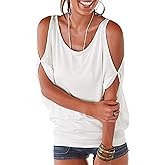 LEIYEE Womens Summer Cold Shoulder Tops Short Sleeve T Shirts Pullover Sexy Casual Dolman Blouses