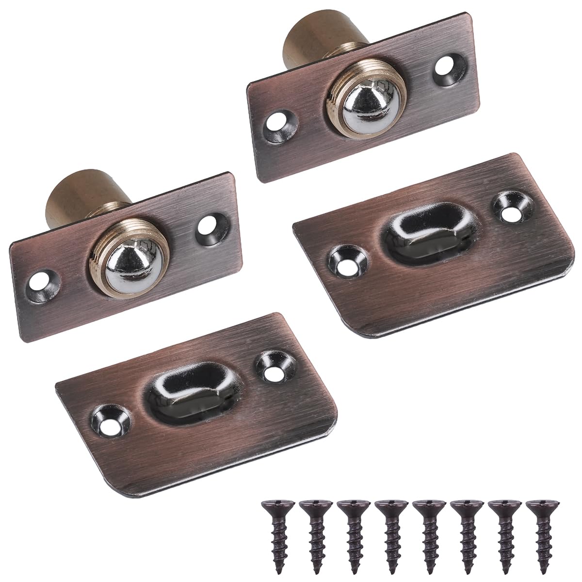 ciciment 2 Pack Ball Door Catches for Internal Doors, Adjustable Roller Spring Bearing Door Latches for Closet,Wardrobe Door,Cabinet Cupboard (Red Bronze)