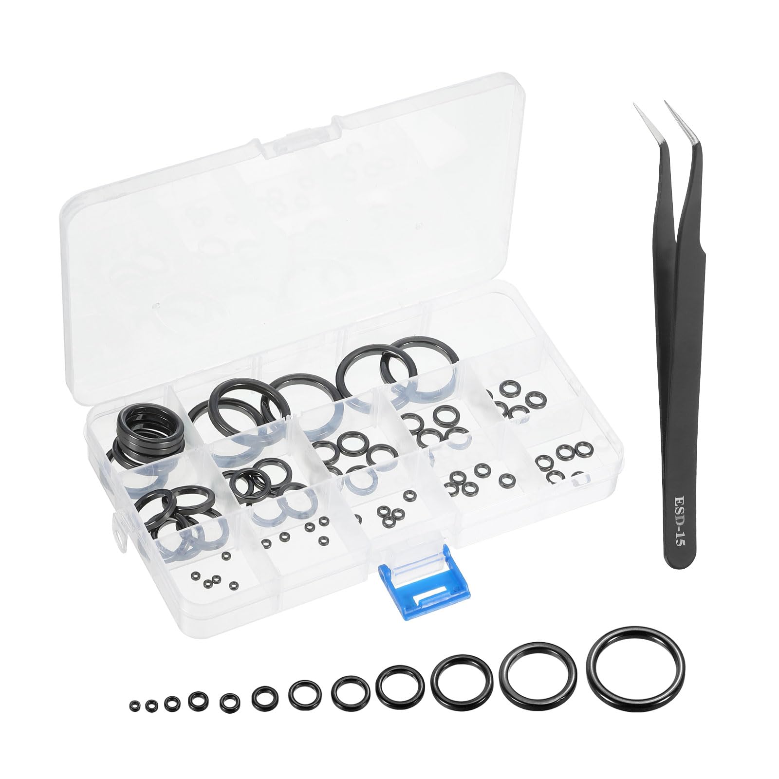 PATIKIL Fishing Rod Repair Kit 0.13-1.18in, 60Pcs 12 Size Ceramic Guides Ring Replacement Fishing Pole Eyelet Repair for Saltwater Freshwater, Black