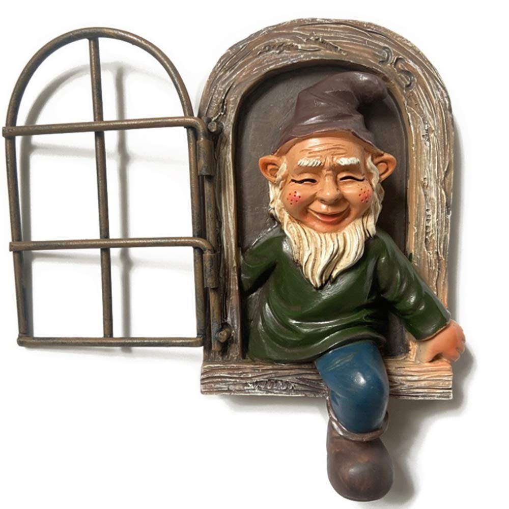 SUMPPIGGER Garden Gnome Statue Elf Out The Door Tree Hugger, Naughty Garden Peeker Yard Art, Funny Tree Sculpture Garden Decoration, Patio Yard Lawn Porch Ornament Gift