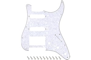 Banworks 4 Ply Strat HSS Pickguard 11-Hole Electric Guitar Pickguard SSH Scratch Plate for USA/Mexican Fender Modern Style Standard Stratocaster ST JT/HB-02 White Pearl