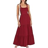ANRABESS Women's Summer Casual Long Maxi Beach Vacation Dresses Sleeveless Square Neck Flowy Tiered Sun Dress with Pockets