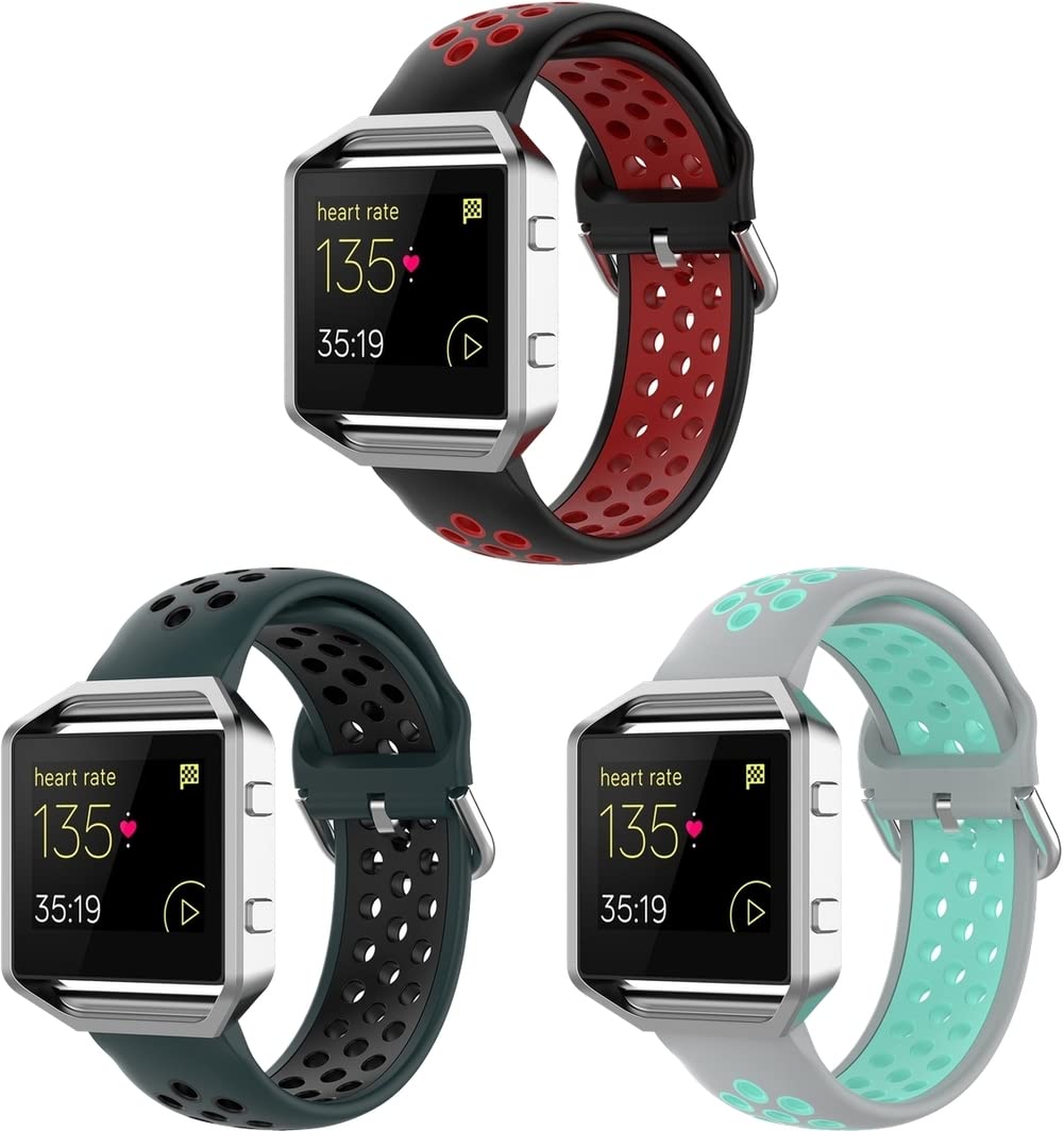 Gransho Compatible with Fitbit Versa 2 / Versa 2 SE/Versa Lite/Versa/Versa SE/Blaze Watch Strap, Premium Soft Silicone Watch Band Replacement Wristbands (23mm, B [Pack of 3])