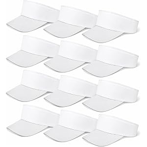12 Pcs Sun Visor Hats Bulk for Women Men, Adjustable Blank Sun Protection Hat Cap for Tennis Golf Beach Baseball
