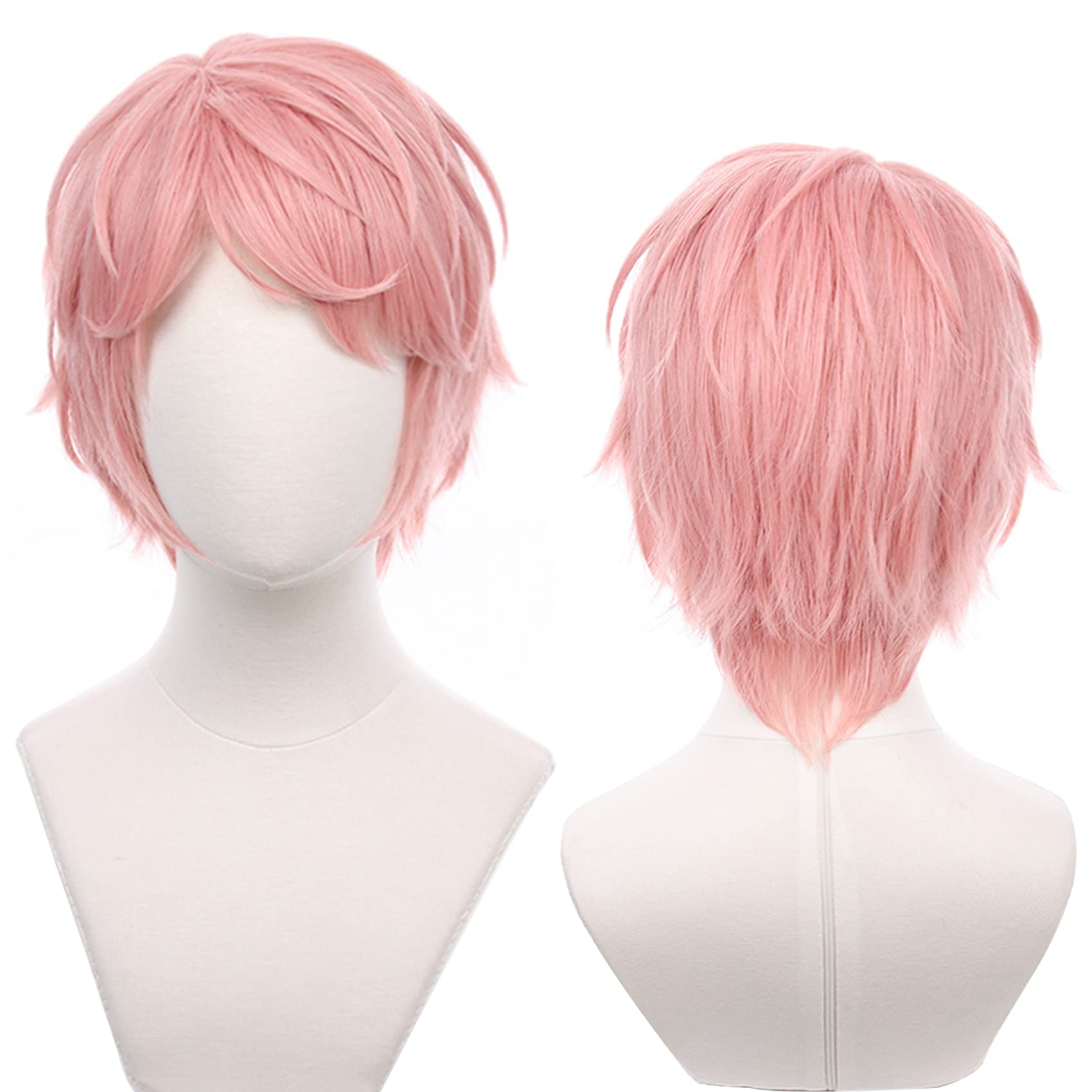 Pink Short Straight Wig for Anime with Heat Resistant Fiber Synthetic for Women Men Halloween Chiristmas Comic Con Replacement Wigs โ image 1