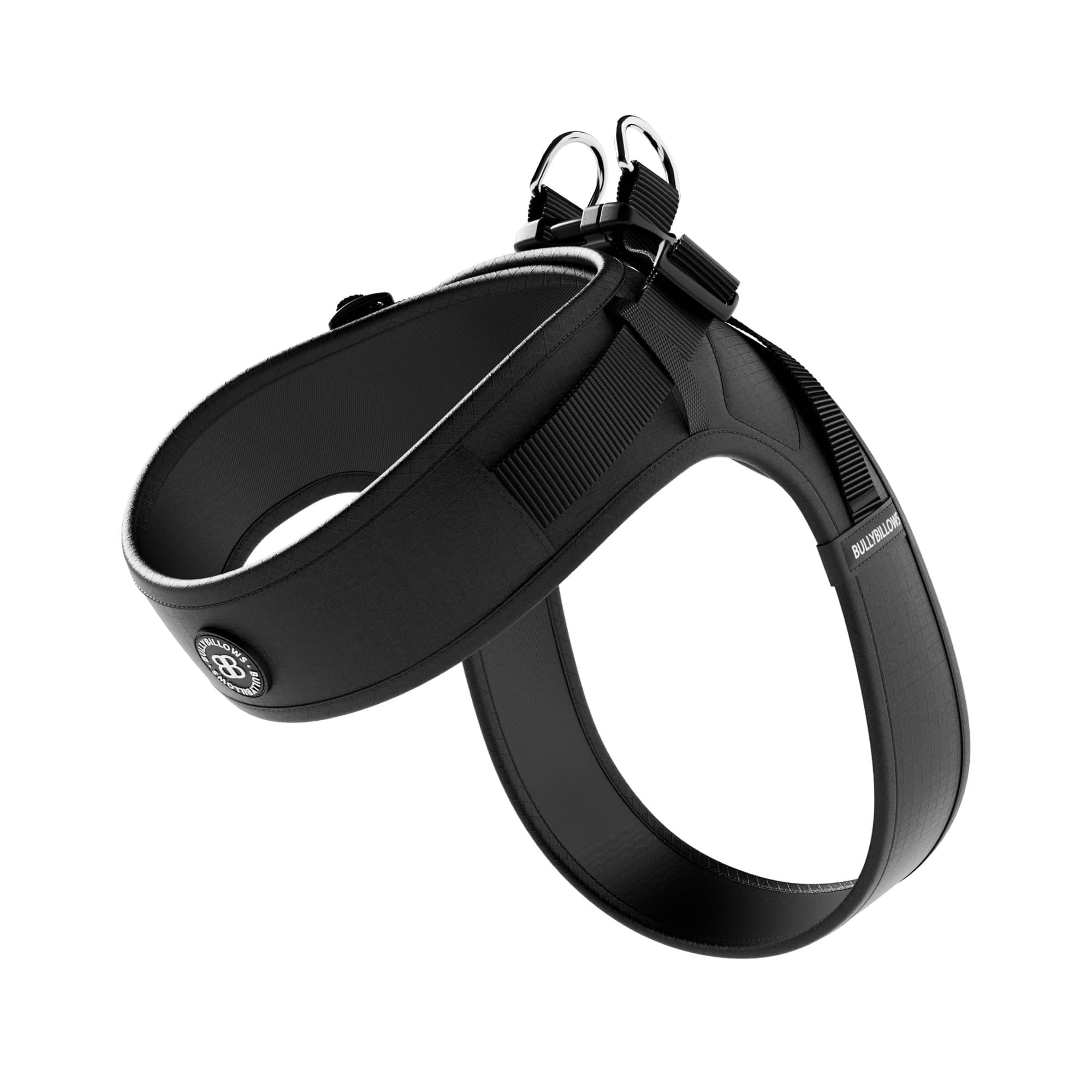 BullyBillows Boomerang Harness | Non-Restrictive Lightweight Dog Harness | Simple To Take Slip On & Off | Premium Quality Dog Harness With Hook and Loop Strap | Black Small