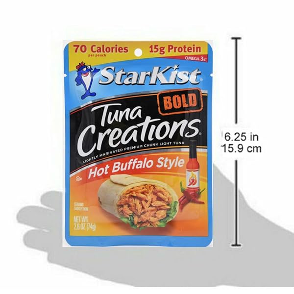 STARKIST TUNA CREATIONS BOLD HOT BUFFALO POUCH (2.6 OZ – 1 PACK) WILD CAUGHT, HIGH PROTEIN SHELF STABLE SEAFOOD, GLUTEN FREE, NO DRAINING, READY TO EAT FOR SALADS AND SANDWICHES
