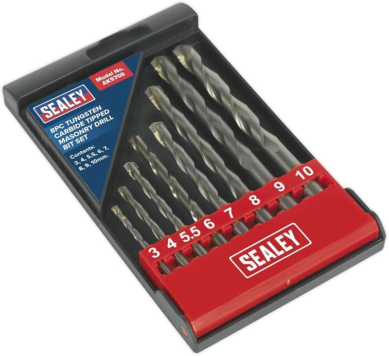 Sealey AK5708 Tungsten Carbide Tipped Masonry Drill Bit Set 8pc 3-10mm