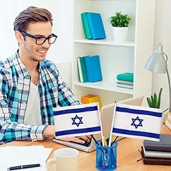 Israel Flags on Stick 20 Pack, Small Handheld