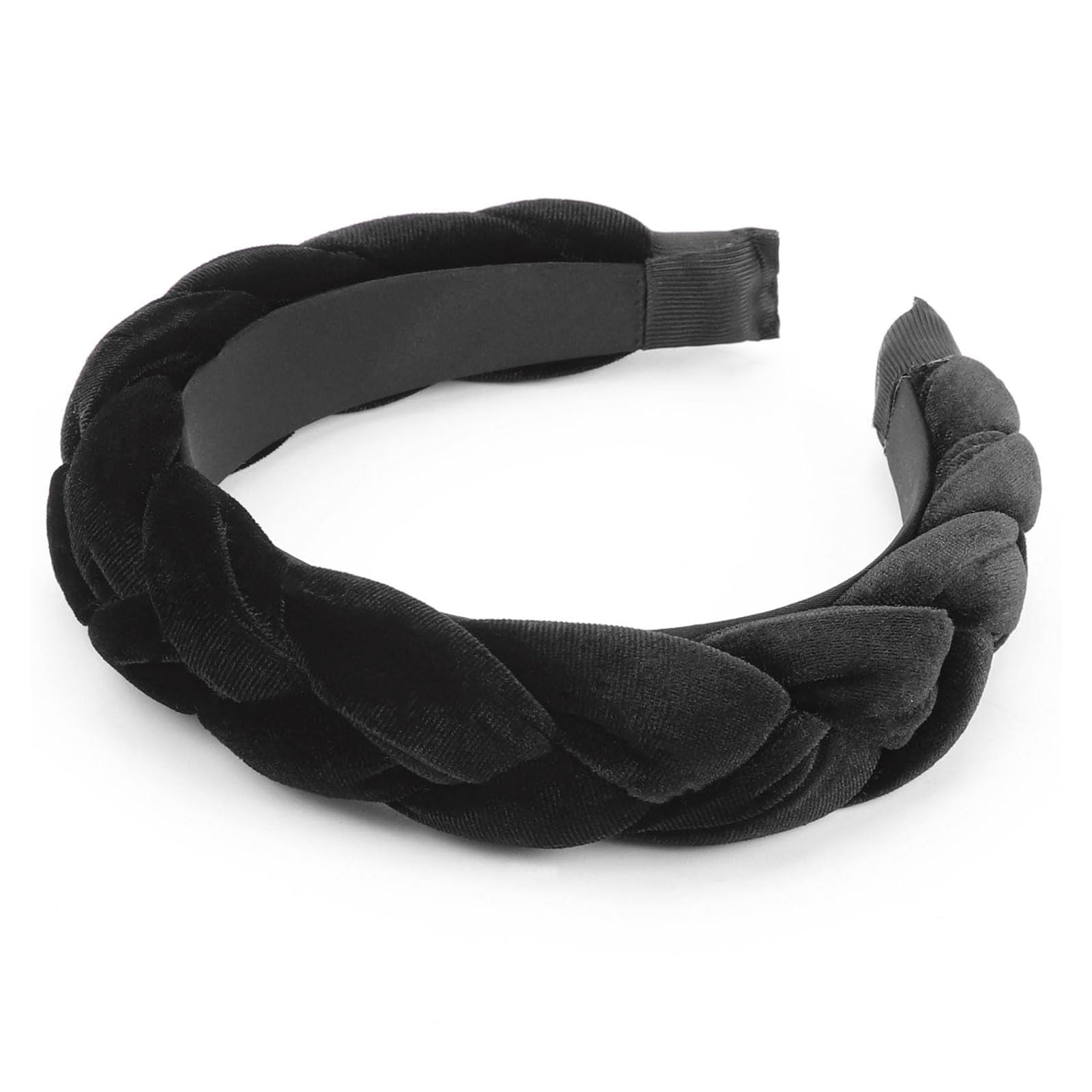 Velvet Braided Headband,Vintage Padded Hair Hoop Cross Fashion Hairband Women's Fashion Headbands Black Velvet Headband Makeup Headband Braided Headband Elastic Headband for Women Girls