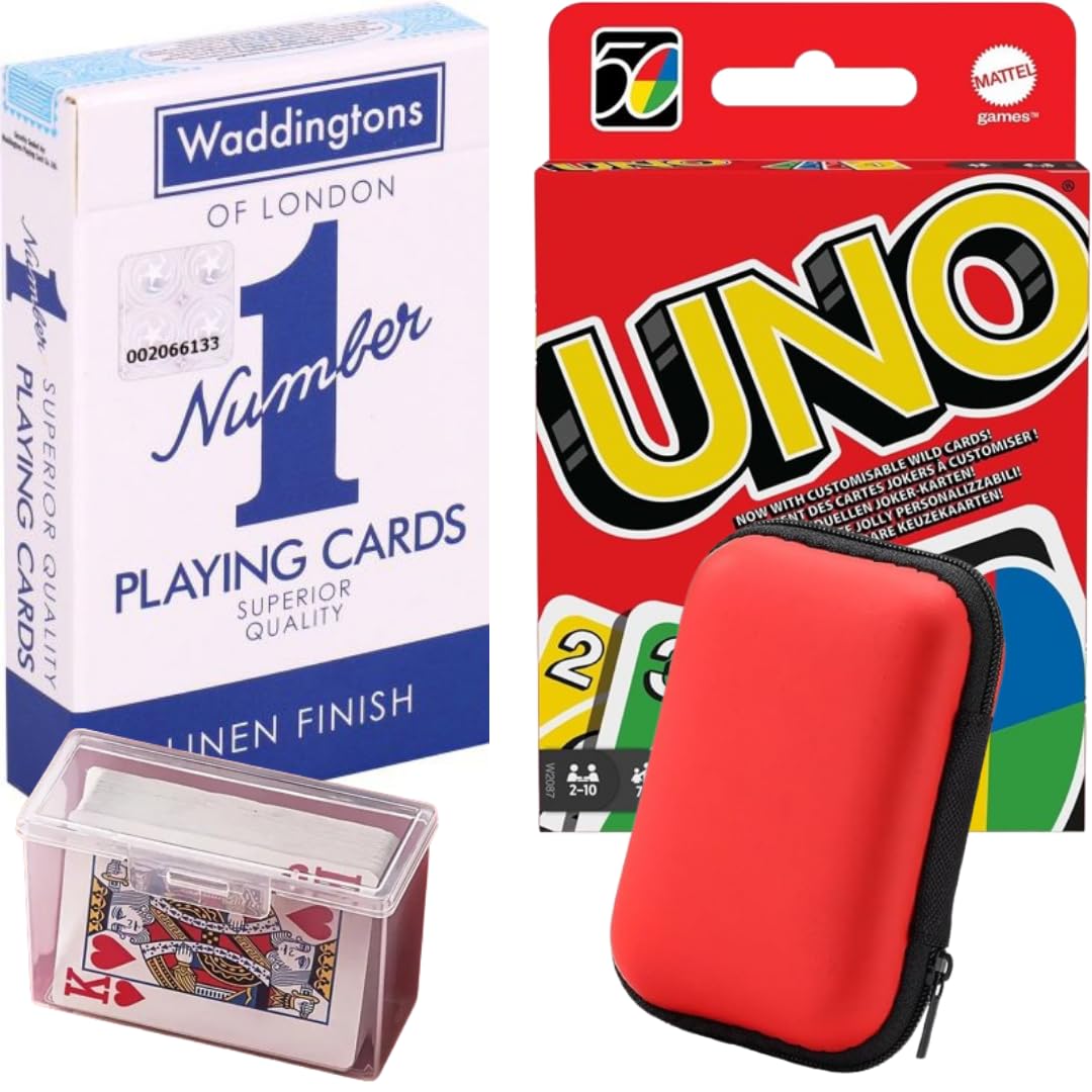 G&C PRODUCTS Uno Card Game Travel Bundle with Playing Cards & Cases – Travel Uno Card Game for Adults & Families – Compact Family Card Games for Game Night & Travel