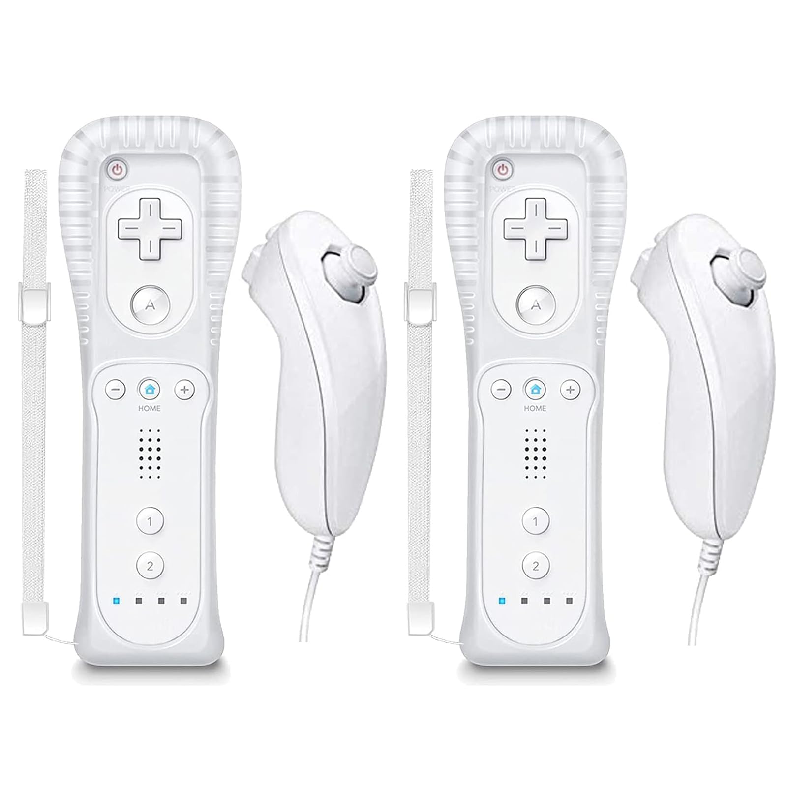 Burcica Controller for Wii Remote and Nunchuck, Wireless Controllers Compatible with Wii/Wii U with Silicone Case and Wrist Strap (White)