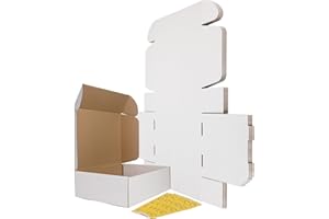 RLAVBL 13x10x4 Shipping Boxes Set of 15, White Corrugated Cardboard Mailer Box for Packing, Mailing, Business