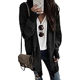 Sidefeel Womens 2025 Fall Outfits Long Sleeve Open Front Cardigan Sweaters Oversized Checkered Chunky Knit Sweaters Coat