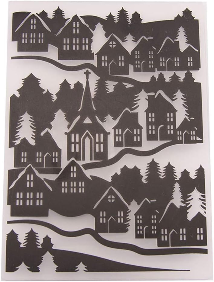 Dabixx Plastic Embossing Folder Stencils Template Molds DIY Scrapbooking Paper Photo Album Card Decoration - Rural House
