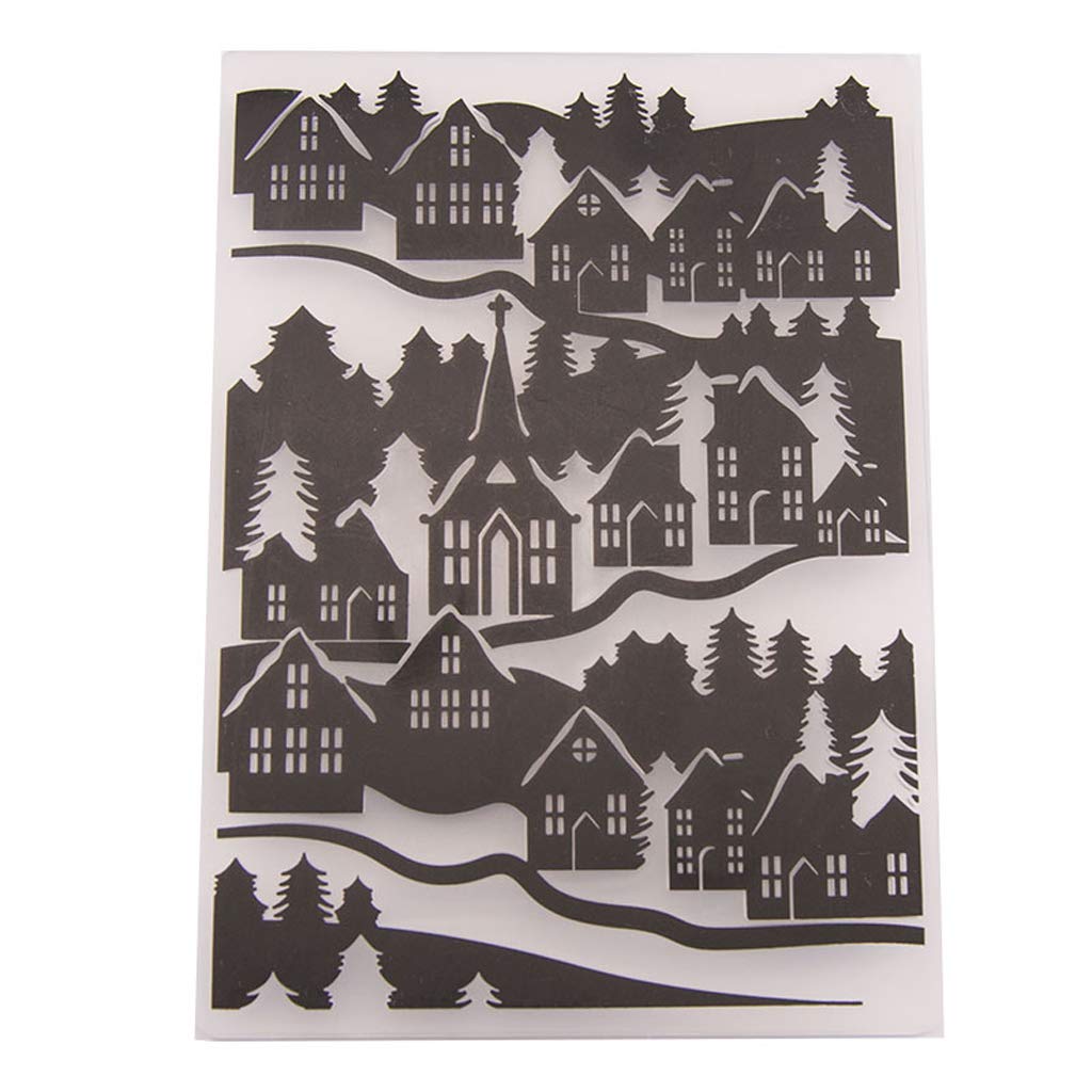 Dabixx Plastic Embossing Folder Stencils Template Molds DIY Scrapbooking Paper Photo Album Card Decoration - Rural House