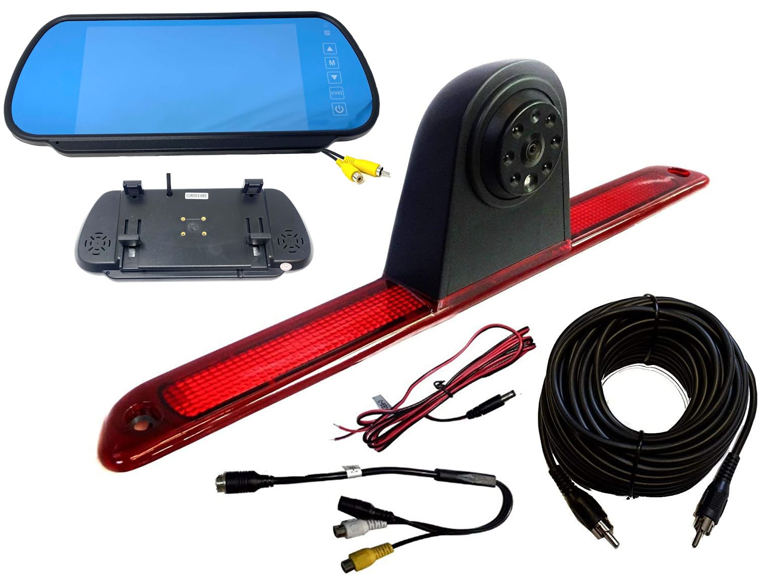 Dolphin Automotive Rear High Level Brake Light Reversing Camera Fits Mercedes Benz Sprinter 2007 - Onwards & Fits VW Crafter Van 2007-2015 (Camera & 7" Mirror Monitor)