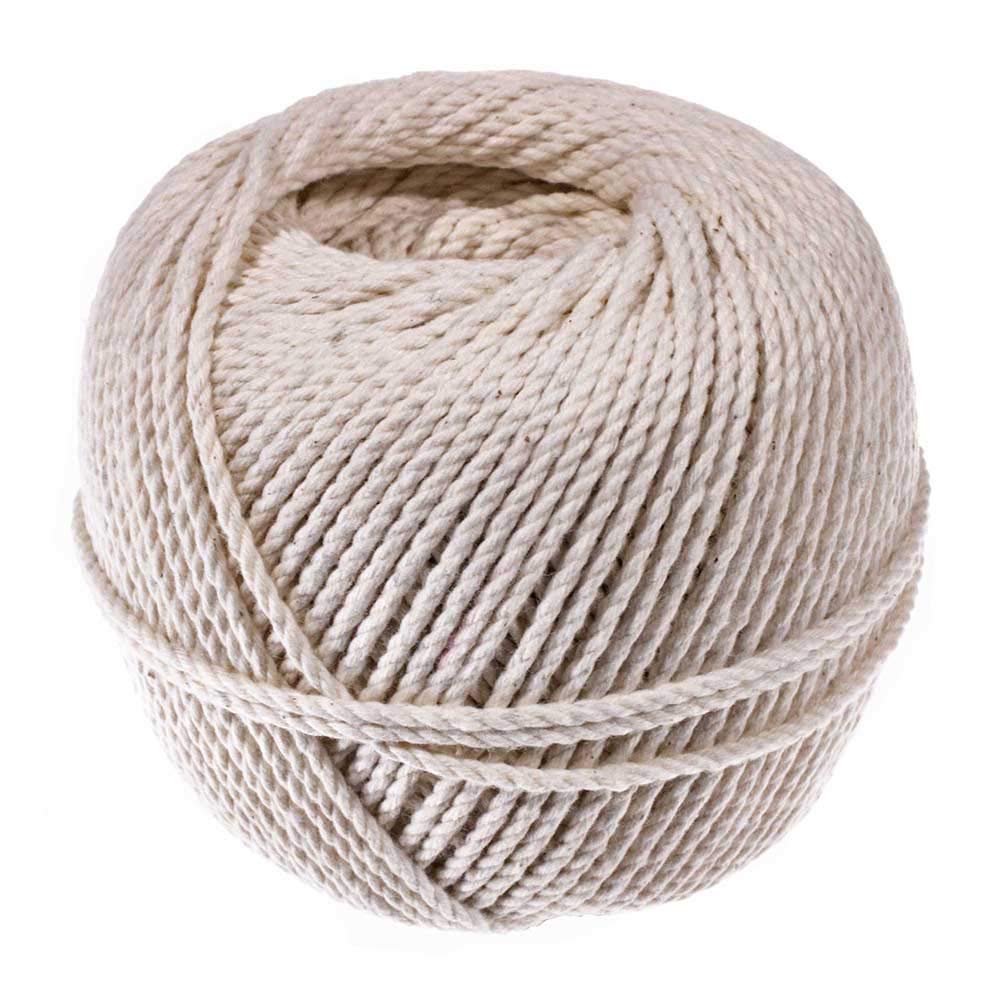 3 Strand Cable Cotton Twine (2.5 MM x 150 Feet) - Mason Line, Chalk Line, Seine Twine - Hold Knots Securely