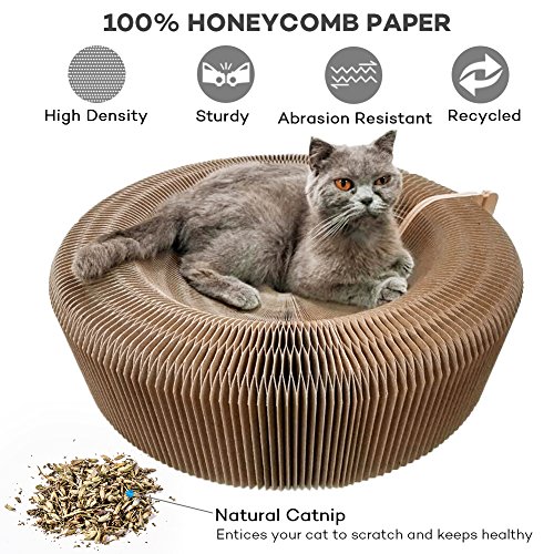 YOUTHINK Cat Scratcher Lounge Collapsible Cardboard Scratcher Toy with
