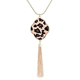 PHALIN Long Necklace for Women Leopard Quatrefoil