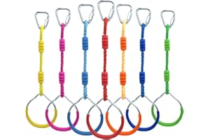 HOKILANDS Ninja Ring Fitness Gymnastic Ring Climbing Bar Workout Outdoor Backyard Playground Training Equipment Play Set, Jungle Gym Fist Hanging Swing Monkey Bars Ninja Warrior Obstacle Course Trapeze Playsets