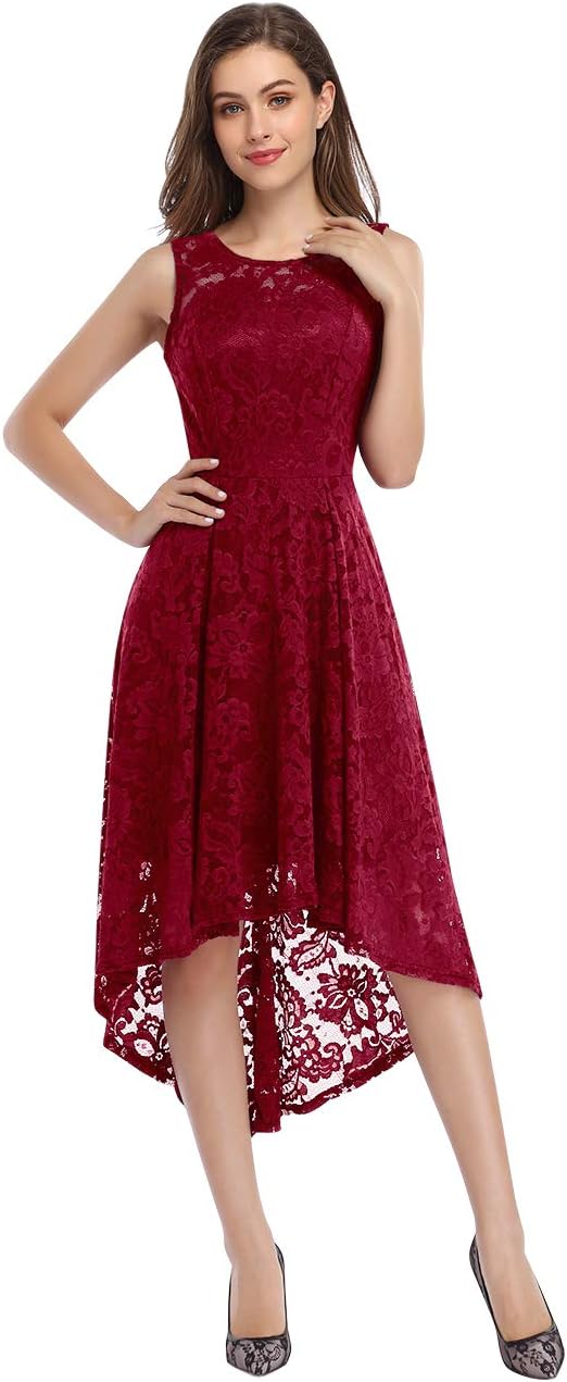 Women's Dress Vintage Floral Bridesmaid Dress Lace Dress Wedding Evening Party Cocktail Midi Prom High Waist Dresses