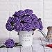 MACTING 30PCS Artificial Flower Roses Fake Purple Flowers with Stem Real Touch Foam Roses for DIY Wedding Bouquet Table Centerpieces Party Bridal Shower Home Christmas Decorations