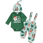 Newborn Baby Boy Halloween Outfit Long Sleeve Pumpkin Romper Ghost Suspender Pants Hat Cute Fall Clothes 3Pcs