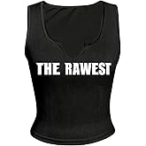 SOLY HUX Women's Letter Print Crop Tank Tops Casual Notched Neck Sleeveless Summer Y2k Going Out Top Fashion Outfit