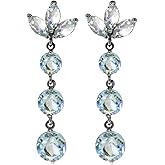 Galaxy Gold GG 14k White Gold Dangling Earrings with Natural Aquamarines