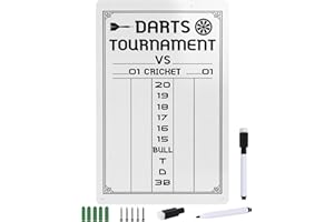 GENERIC Dart Scoreboard-Dry Erase Scoreboard for Cricket and 01 Games, Dart Board Accessories with 2 Dry Erase Makers(15.3 x 9.8 inches)