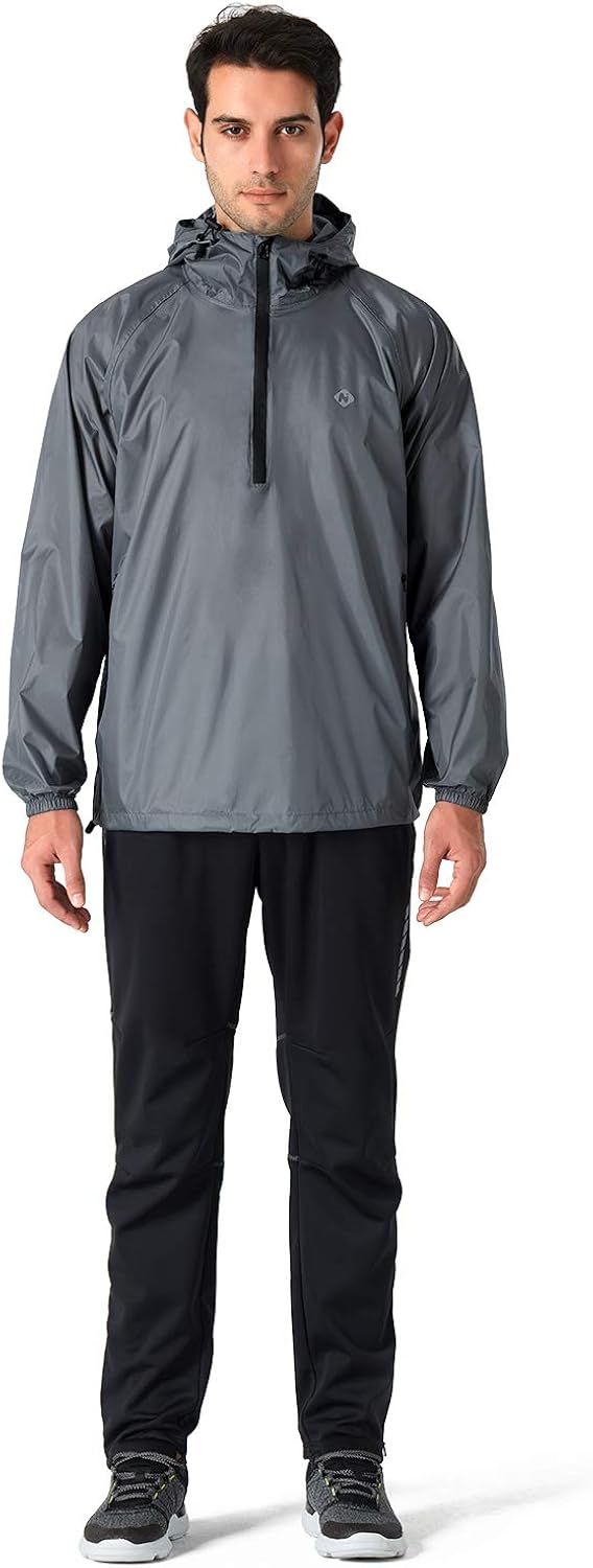 Naviskin Men's Waterproof Rain Jacket Packable Outdoor Hooded Raincoat Poncho: Clothing