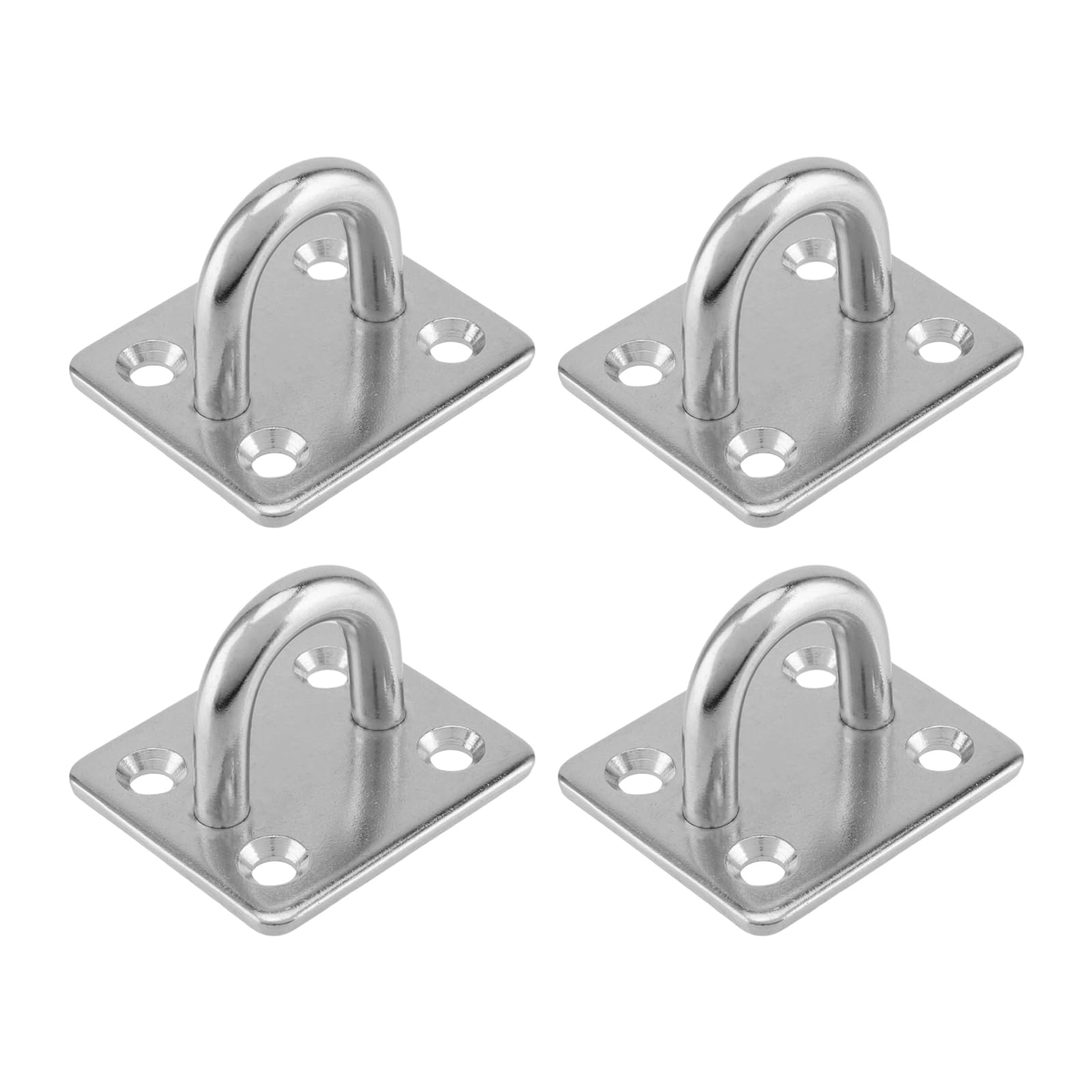 ZOENHOU Pack of 4 Eye Plates, 40 x 35 mm, Stainless Steel Eye Plate with Eyelet, Eyelet Plate, Wall Eyelet, Deck Plate, Eye Plate, Mast Plate, Wall Mount, Clamping Hook for Boat, Rigging, Yoga,