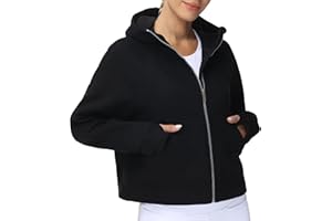 THE GYM PEOPLE Women's Full-Zip Up Hoodies Jacket Fleece Workout Crop Tops Sweatshirts with Pockets Thumb Hole