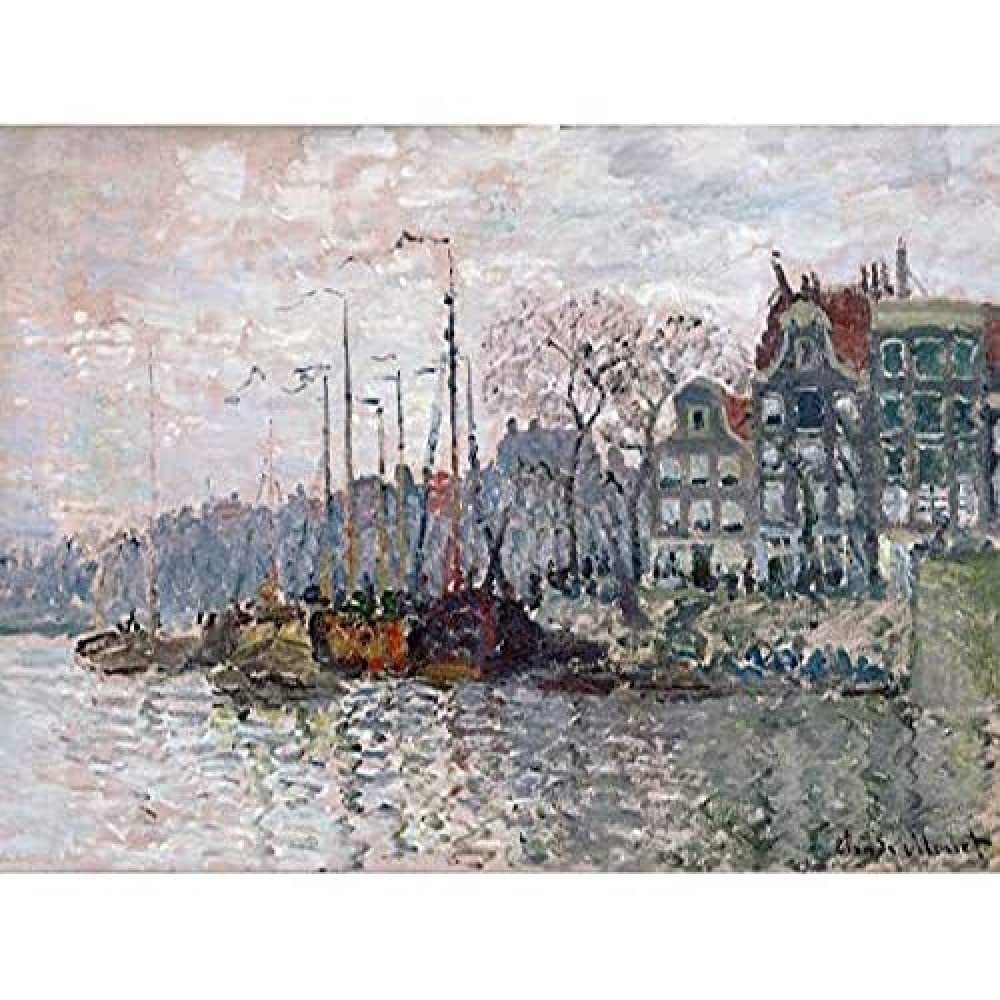 Claude Monet View Of The Prins Hendrikkade Art Print Canvas Premium Wall Decor Poster Mural
