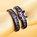 Women 2 PCS Purple Amethyst Cubic Zirconia CZ Black Gold Plated Vintage Ring Engagement Wedding Band Set