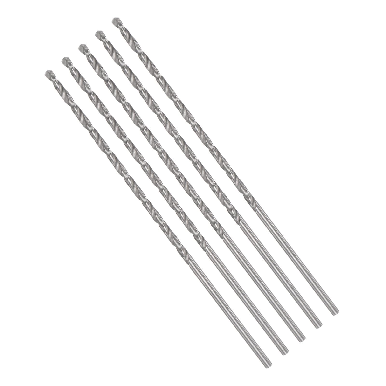 CoCud Extra Long Twist Drill Bits, 1.7mm Cutting Diameter 0.07" Shank 3" Length, High-Speed Steel Jobber Bit Set (Applications: for Metal Wood Plastic), 5-Pieces
